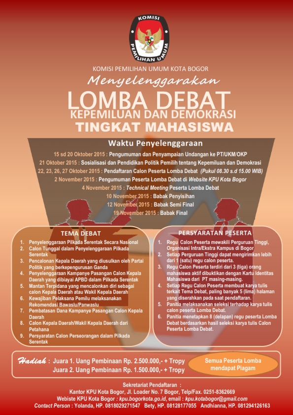 LOMBA DEBAT KEPEMILUAN DAN DEMOKRASI TINGKAT MAHASISWA